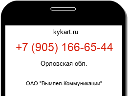 Информация о номере телефона +7 (905) 166-65-44: регион, оператор