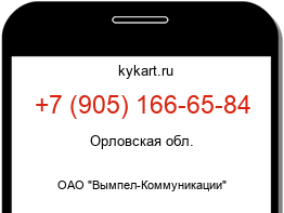 Информация о номере телефона +7 (905) 166-65-84: регион, оператор