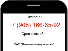 Информация о номере телефона +7 (905) 166-65-92: регион, оператор