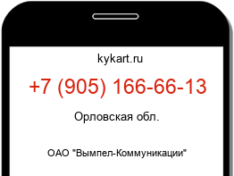 Информация о номере телефона +7 (905) 166-66-13: регион, оператор