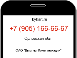 Информация о номере телефона +7 (905) 166-66-67: регион, оператор