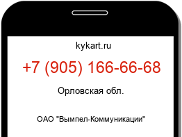 Информация о номере телефона +7 (905) 166-66-68: регион, оператор