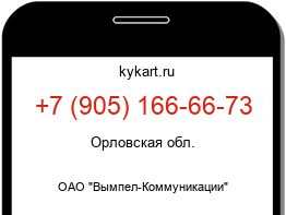 Информация о номере телефона +7 (905) 166-66-73: регион, оператор