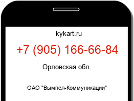Информация о номере телефона +7 (905) 166-66-84: регион, оператор