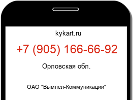 Информация о номере телефона +7 (905) 166-66-92: регион, оператор