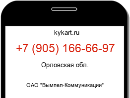 Информация о номере телефона +7 (905) 166-66-97: регион, оператор