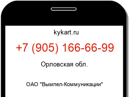 Информация о номере телефона +7 (905) 166-66-99: регион, оператор