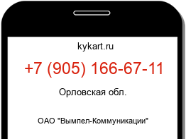 Информация о номере телефона +7 (905) 166-67-11: регион, оператор