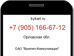 Информация о номере телефона +7 (905) 166-67-12: регион, оператор