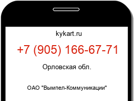 Информация о номере телефона +7 (905) 166-67-71: регион, оператор