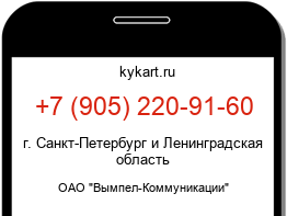 Информация о номере телефона +7 (905) 220-91-60: регион, оператор
