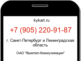 Информация о номере телефона +7 (905) 220-91-87: регион, оператор