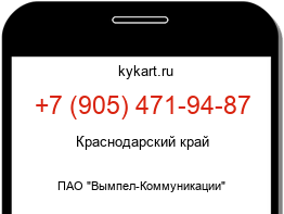 Информация о номере телефона +7 (905) 471-94-87: регион, оператор