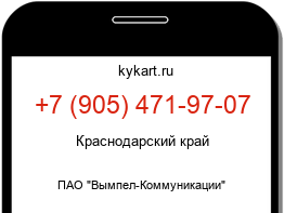Информация о номере телефона +7 (905) 471-97-07: регион, оператор