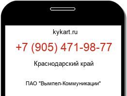 Информация о номере телефона +7 (905) 471-98-77: регион, оператор