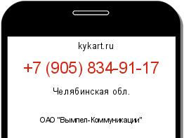 Информация о номере телефона +7 (905) 834-91-17: регион, оператор