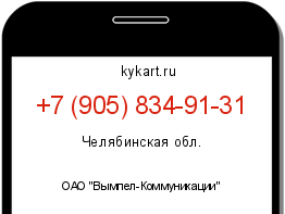 Информация о номере телефона +7 (905) 834-91-31: регион, оператор