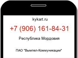 Информация о номере телефона +7 (906) 161-84-31: регион, оператор