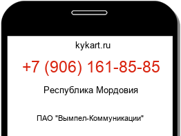 Информация о номере телефона +7 (906) 161-85-85: регион, оператор