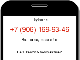 Информация о номере телефона +7 (906) 169-93-46: регион, оператор
