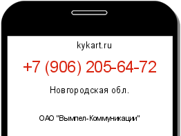 Информация о номере телефона +7 (906) 205-64-72: регион, оператор