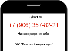 Информация о номере телефона +7 (906) 357-82-21: регион, оператор