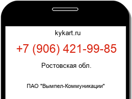 Информация о номере телефона +7 (906) 421-99-85: регион, оператор