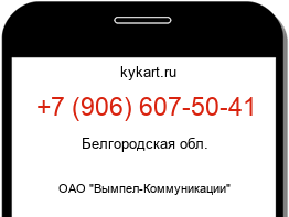 Информация о номере телефона +7 (906) 607-50-41: регион, оператор