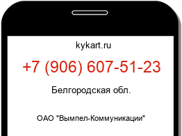 Информация о номере телефона +7 (906) 607-51-23: регион, оператор