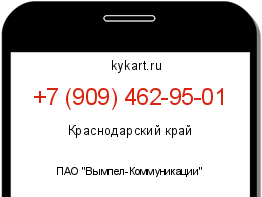 Информация о номере телефона +7 (909) 462-95-01: регион, оператор