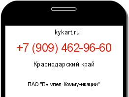 Информация о номере телефона +7 (909) 462-96-60: регион, оператор