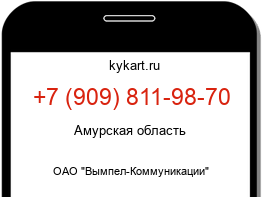 Информация о номере телефона +7 (909) 811-98-70: регион, оператор