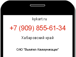 Информация о номере телефона +7 (909) 855-61-34: регион, оператор