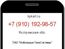 Информация о номере телефона +7 (910) 192-98-57: регион, оператор
