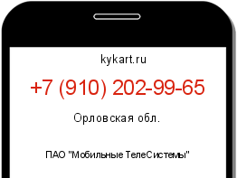 Информация о номере телефона +7 (910) 202-99-65: регион, оператор