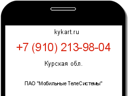 Информация о номере телефона +7 (910) 213-98-04: регион, оператор