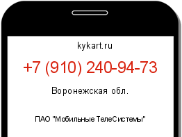 Информация о номере телефона +7 (910) 240-94-73: регион, оператор