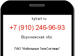 Информация о номере телефона +7 (910) 246-96-93: регион, оператор