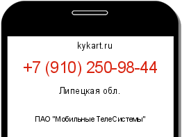 Информация о номере телефона +7 (910) 250-98-44: регион, оператор
