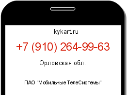 Информация о номере телефона +7 (910) 264-99-63: регион, оператор