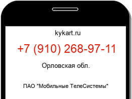 Информация о номере телефона +7 (910) 268-97-11: регион, оператор