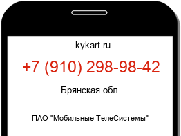 Информация о номере телефона +7 (910) 298-98-42: регион, оператор