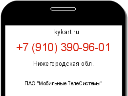 Информация о номере телефона +7 (910) 390-96-01: регион, оператор