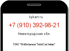 Информация о номере телефона +7 (910) 392-98-21: регион, оператор