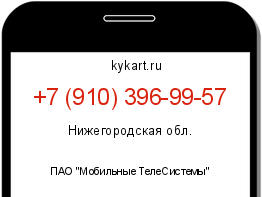 Информация о номере телефона +7 (910) 396-99-57: регион, оператор