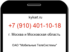 Информация о номере телефона +7 (910) 401-10-18: регион, оператор