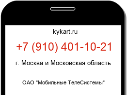 Информация о номере телефона +7 (910) 401-10-21: регион, оператор