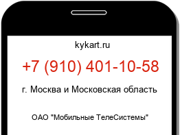 Информация о номере телефона +7 (910) 401-10-58: регион, оператор