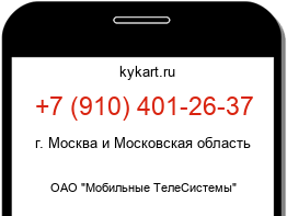 Информация о номере телефона +7 (910) 401-26-37: регион, оператор