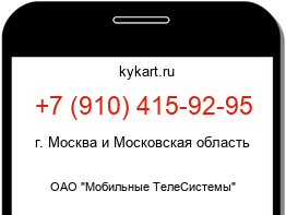Информация о номере телефона +7 (910) 415-92-95: регион, оператор